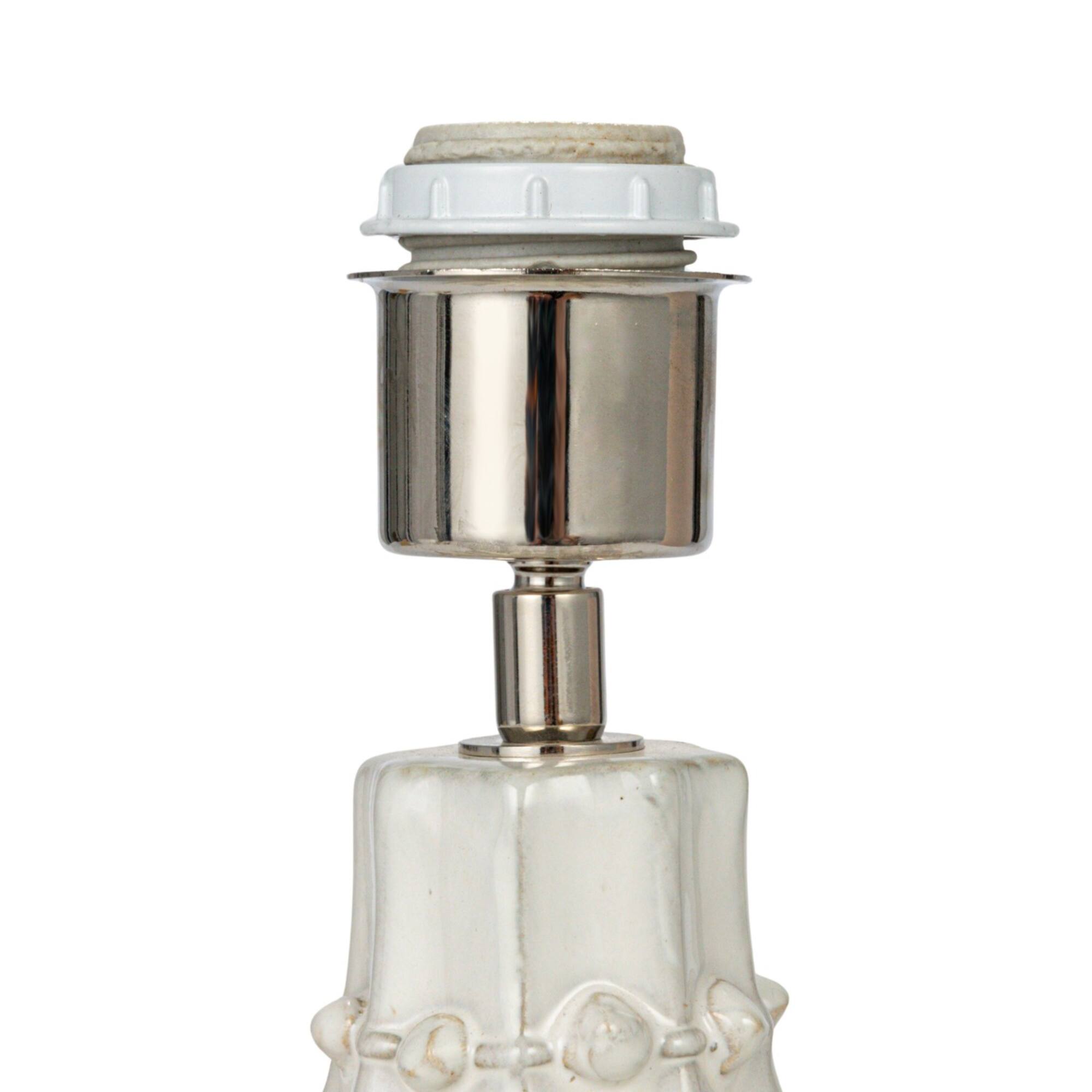 Hello Honey® 18.5" White Stoneware Hobnail Fluted Table Lamp with Linen Shade & Inline Switch